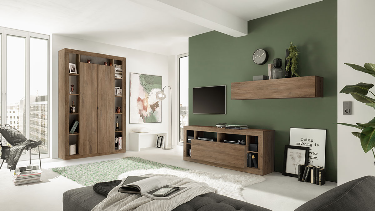 Colonna libreria, dispensa a 2 ante, finitura Mercure, Made in Italy