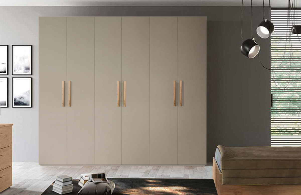 Nuovo Armadio battente a 6 ante, finitura Tortora 