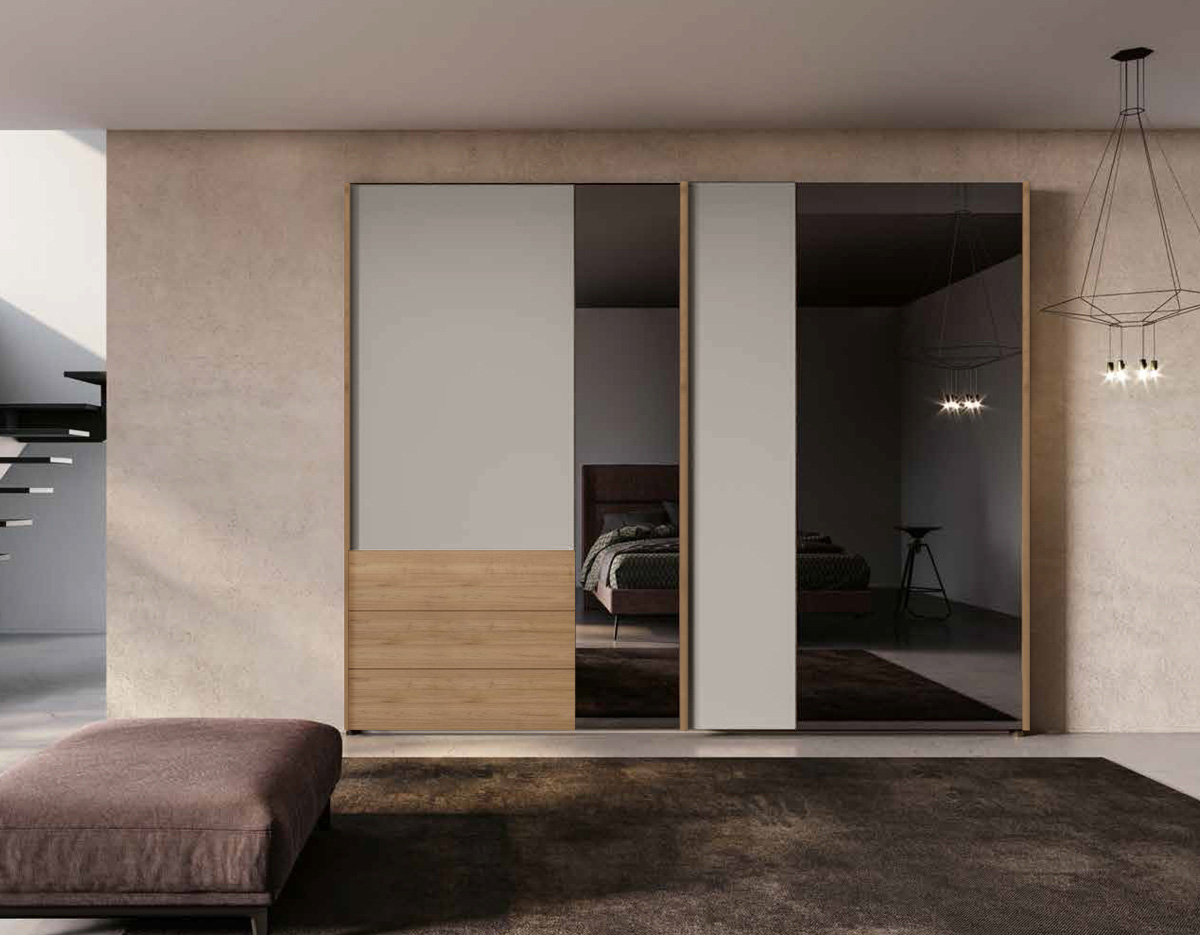 Armadio scorrevole moderno 2 ante con specchio Zenzero Shop