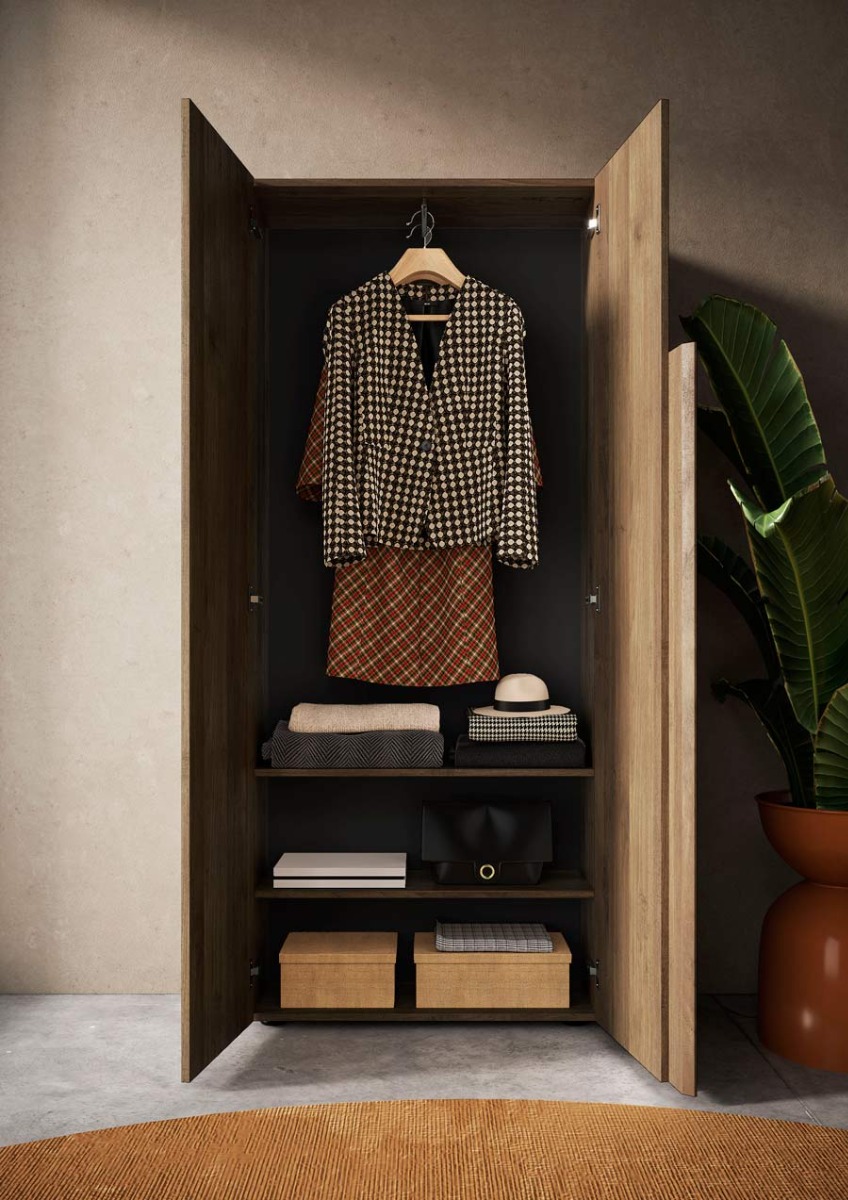 Composizione da ingresso completa formata da guardaroba, panca, specchio, appendiabiti e madia 2 ante Zenzero Shop