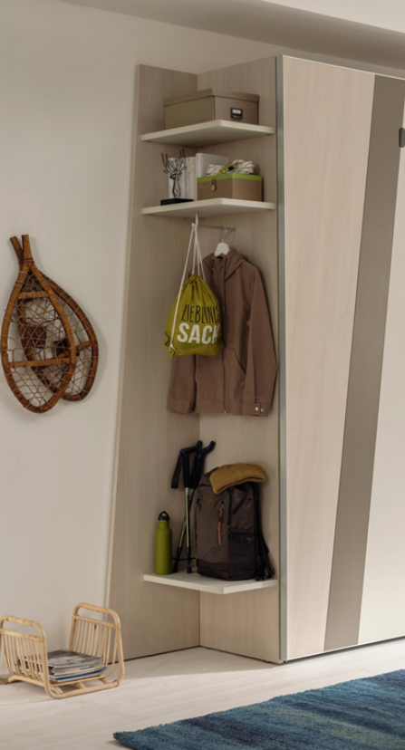 Armadio camerette L.155 Moretti Compact, Oliva, Tabacco e Cielo laccato