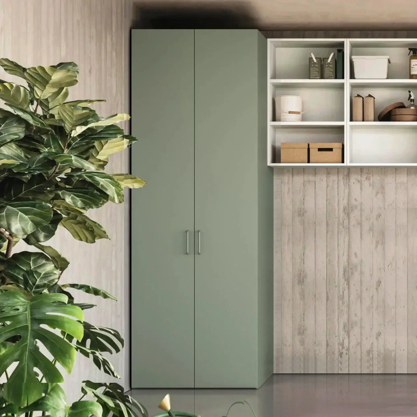 Mobile lavanderia 2 ante, L.90 H.258, Agave