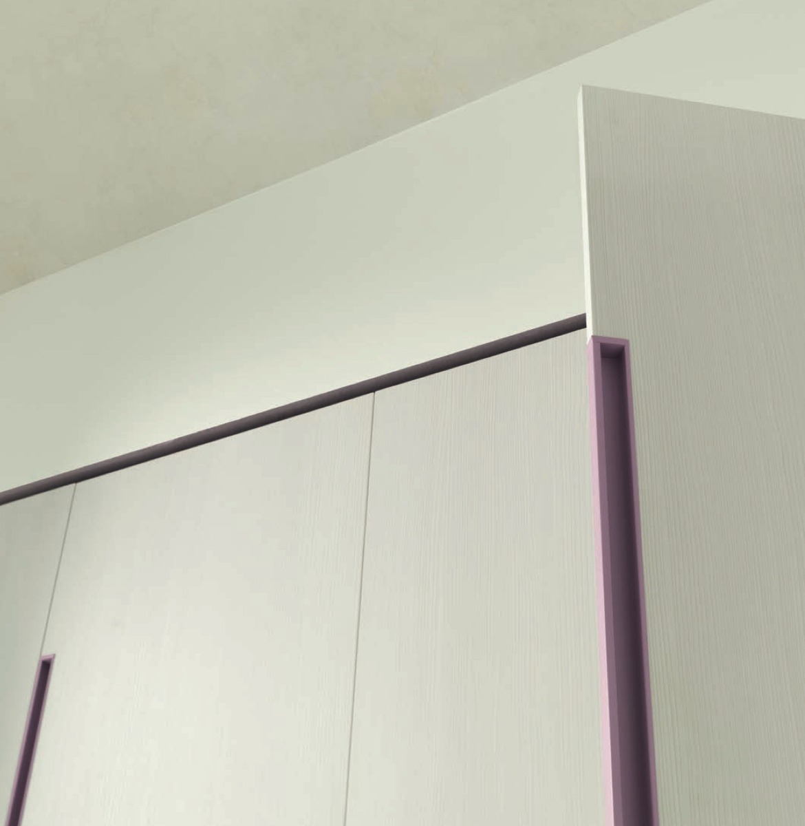 Armadio per bambini Moretti Compact, 4 ante Betulla e Lilla laccato