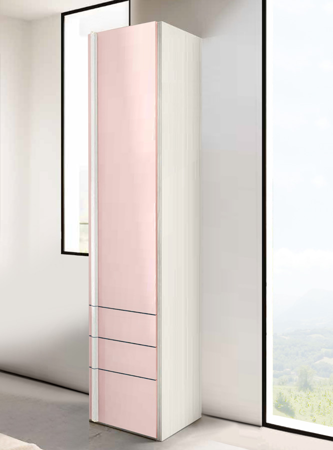 Armadio per camerette con 1 anta 3 cassetti, Rosa confetto