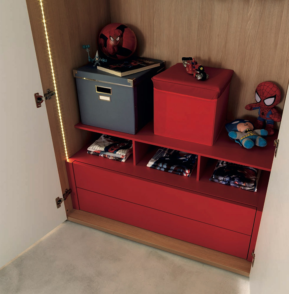 Armadio camerette Moretti Compact, Bianco frassino e Olmo