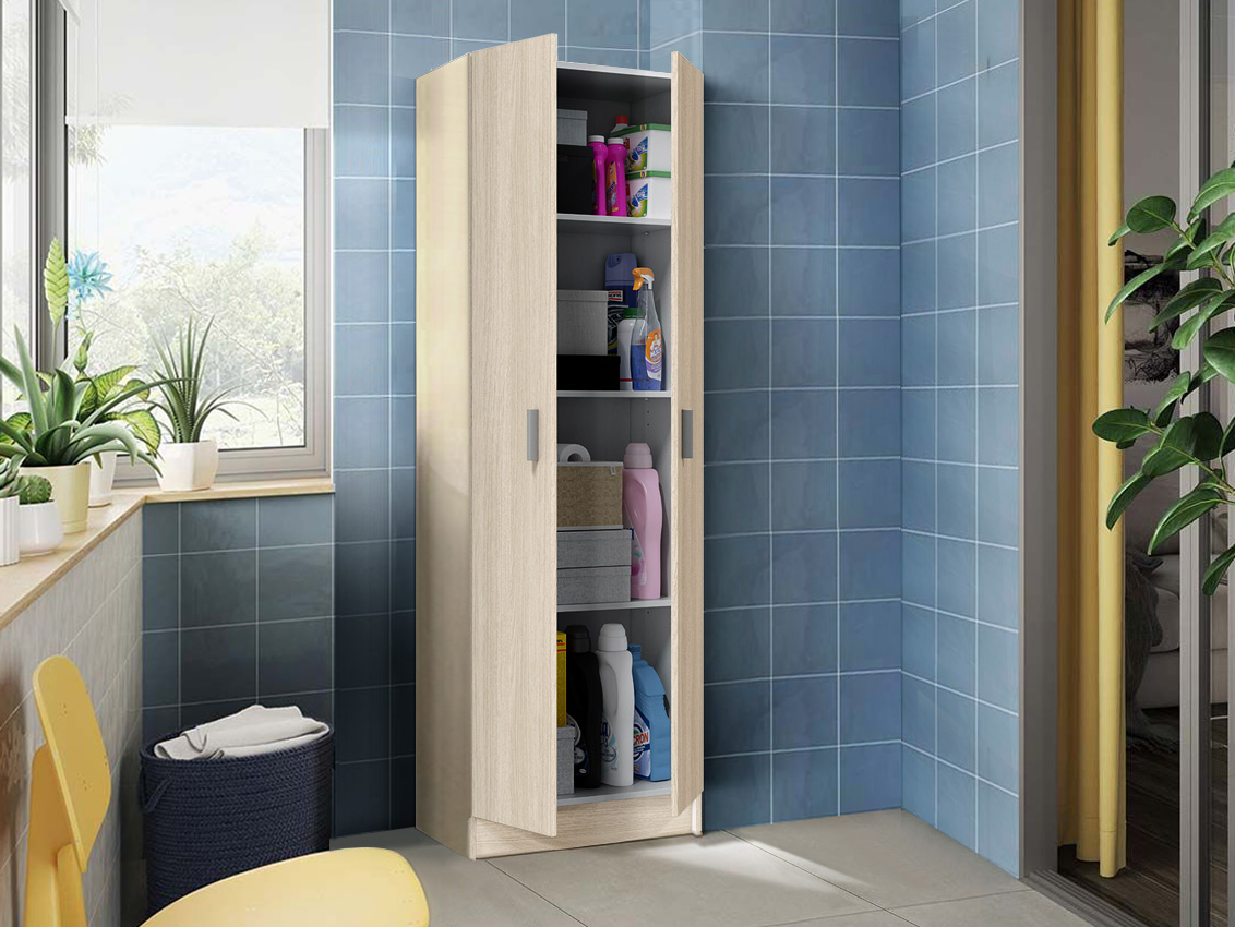 Armadio multiuso 2 ante, finitura Rovere chiaro 