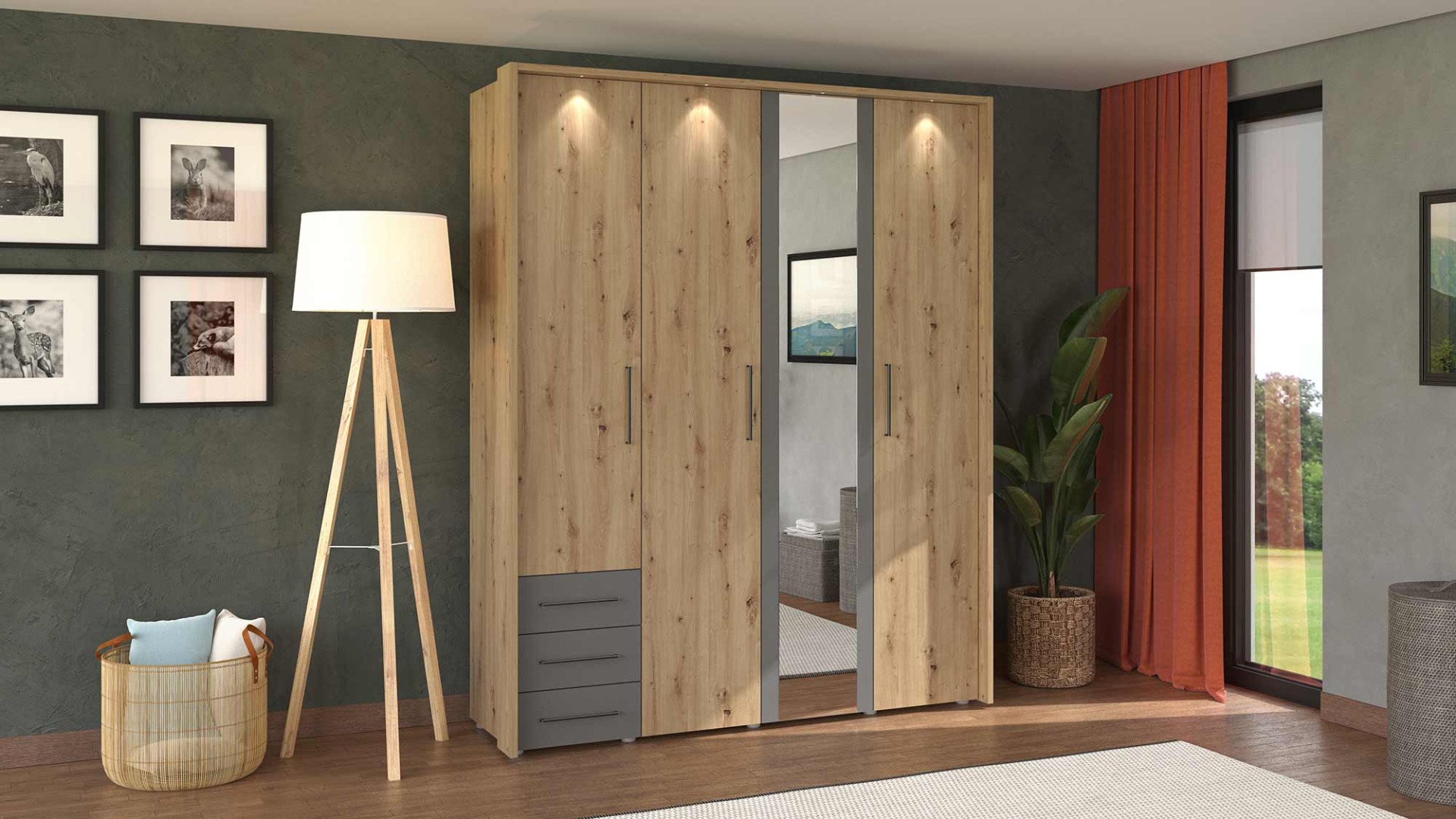 armadio con specchio ideale stile industry