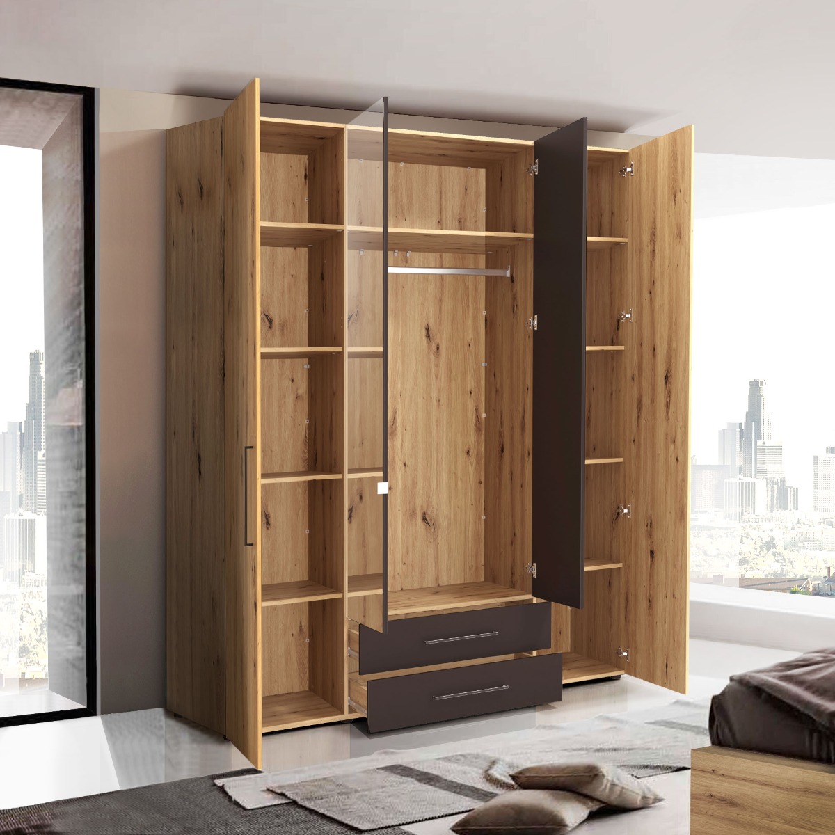 nuovo Offerte Black friday, Armadio 4 ante di design con specchi