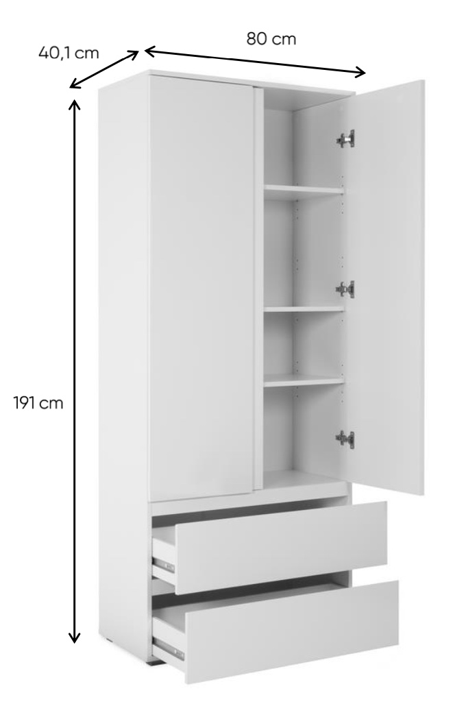 Composizione da ingresso moderna formata da Armadio, Settimino e Madia finitura Bianco lucido Zenzero Shop