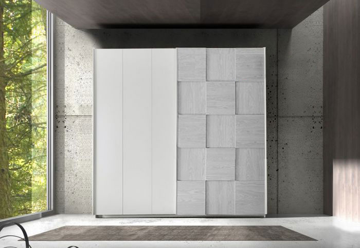 Armadio scorrevole offerta, armadio Miss 2 ante scorrevoli bianco opaco e grigio