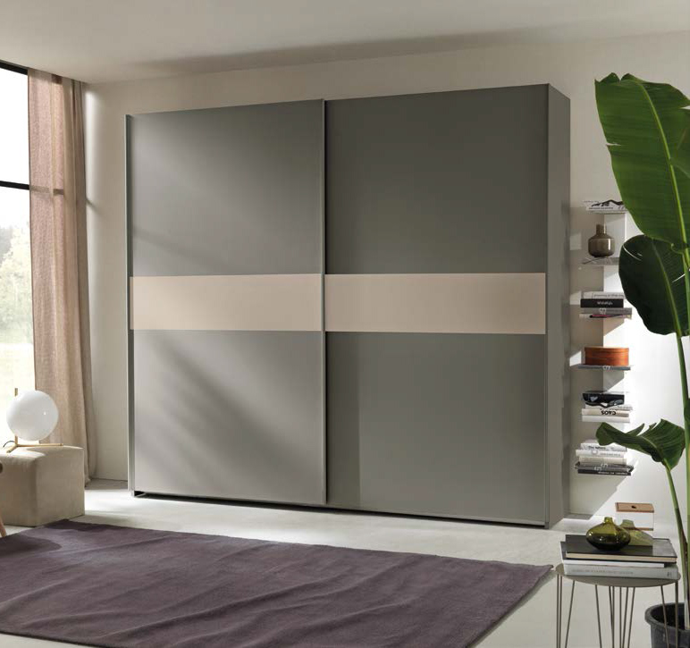 Armadio scorrevole Grigio londra a 2 ante, con inserti Cachemire