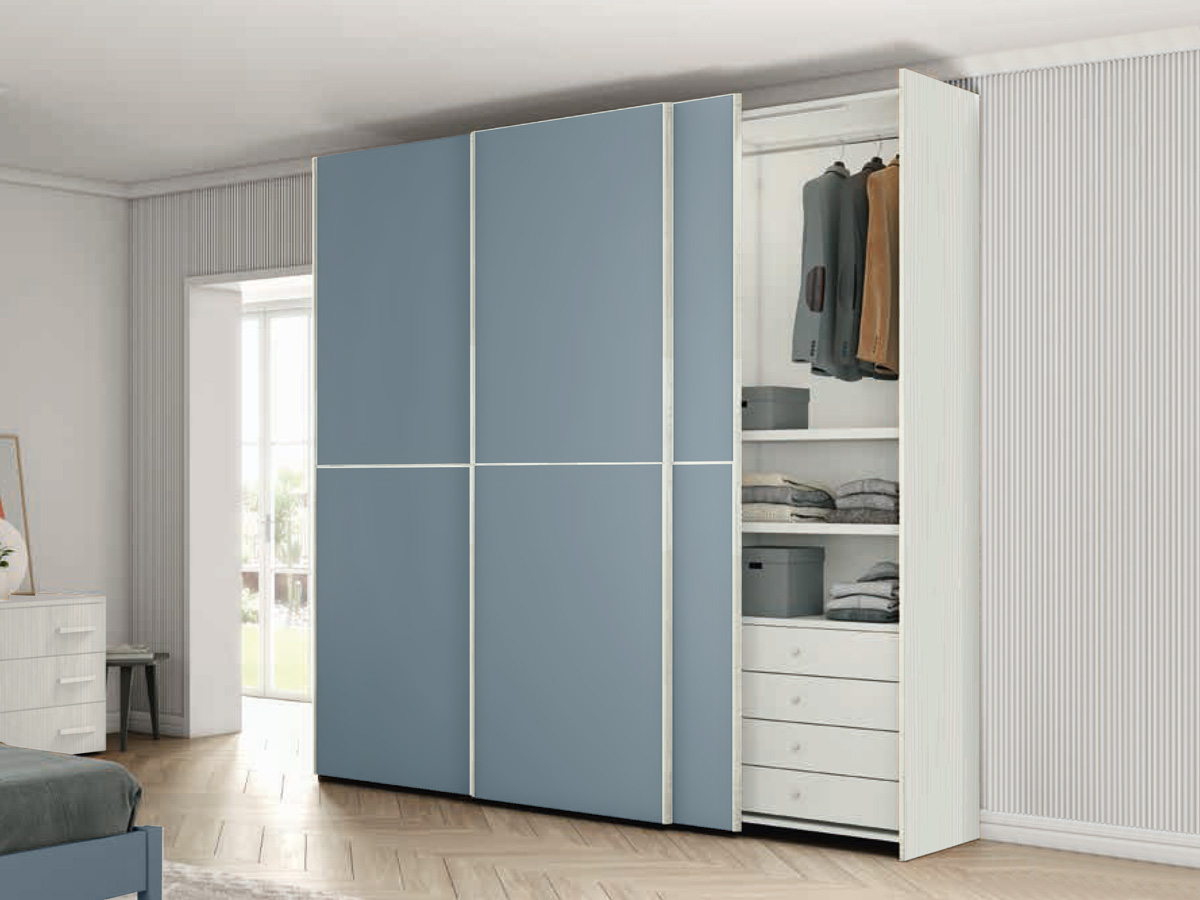 Armadio 3 ante scorrevole in finitura Cadaques e Rovere Bianco