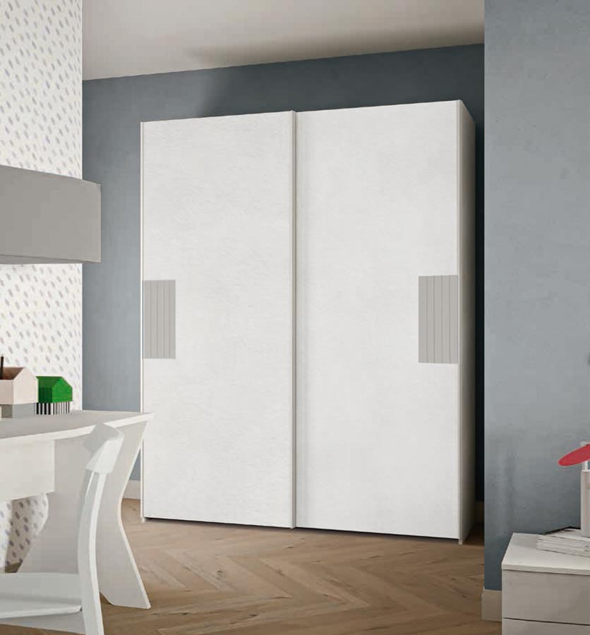 Armadio scorrevole Bianco opaco con inserti Grigio dorian
