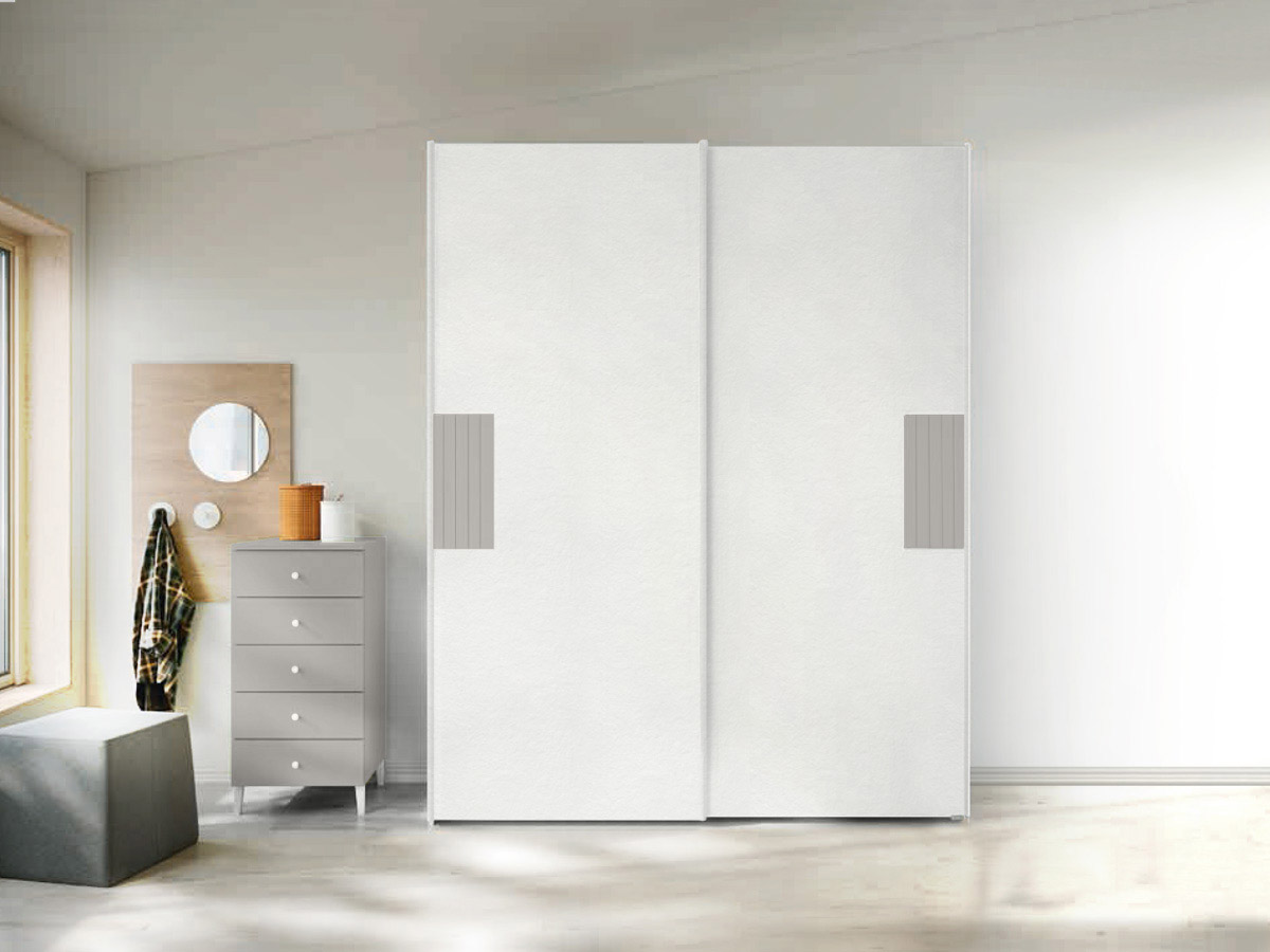 Armadio scorrevole Bianco opaco con inserti Grigio dorian