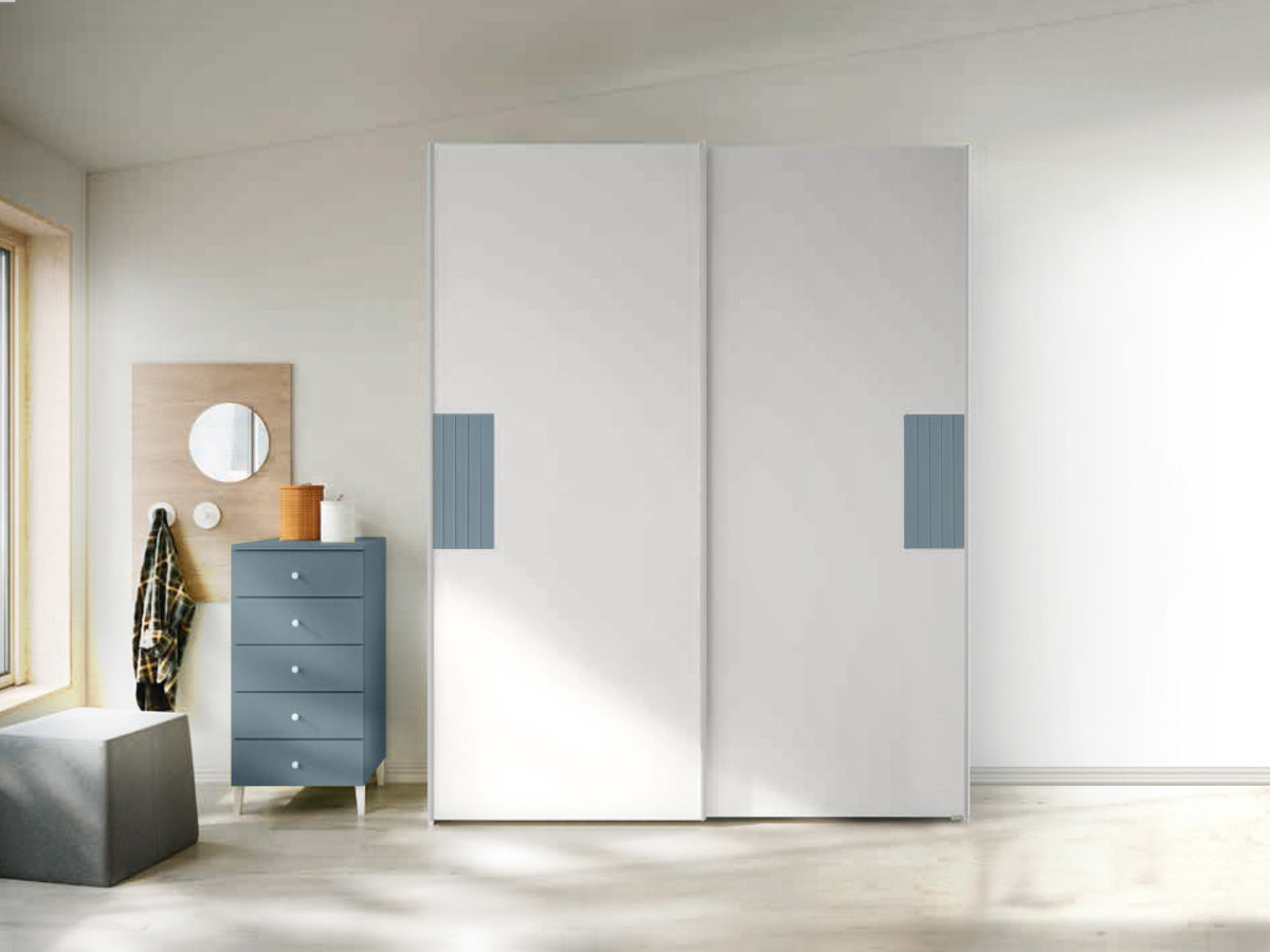 Armadio scorrevole Bianco opaco con inserti Cadaques