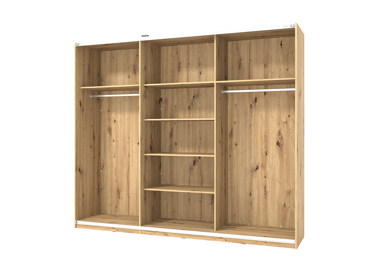 Armadio scorrevole 3 ante, finitura Rovere e Nero