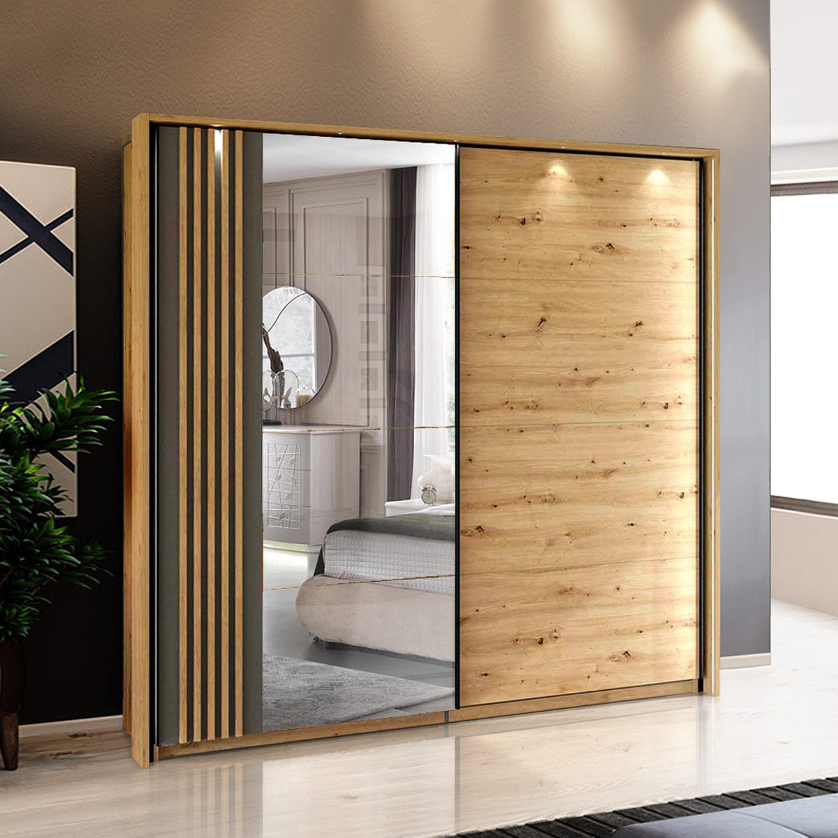 armadio rovere grigio moderno