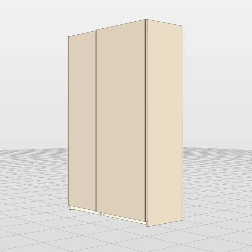 Armadio scorrevole 2 ante, L.163, Laccato opaco Cotone