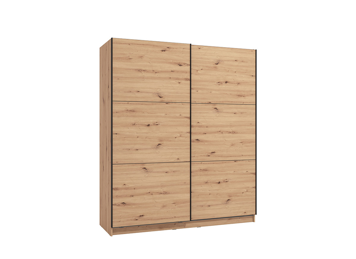 Armadio scorrevole 180 cm, stile industy, finitura Rovere