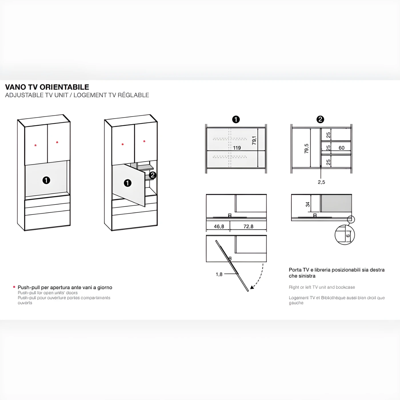 armadio con vano tv bronzo
