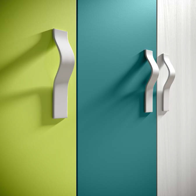 Armadio per camerette con 3 ante battenti in finitura Olmo bianco, Verde acido LACCATO e Petrolio LACCATO