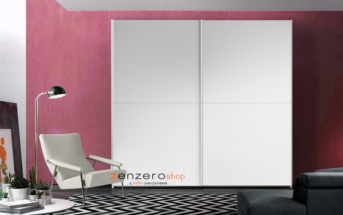 Armadio a 2 ante scorrevoli con scocca e frontali Bianco opaco
