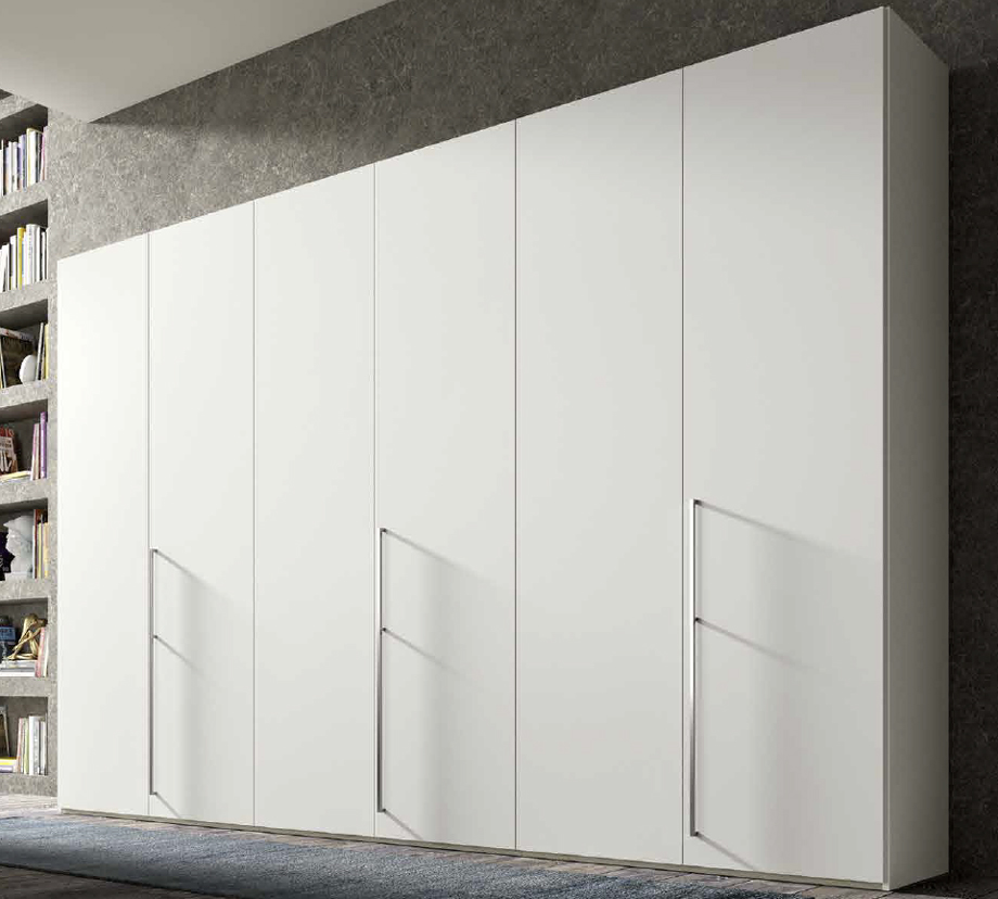 Armadio a 6 ante battenti Bianco laccato opaco con ante da 60 cm