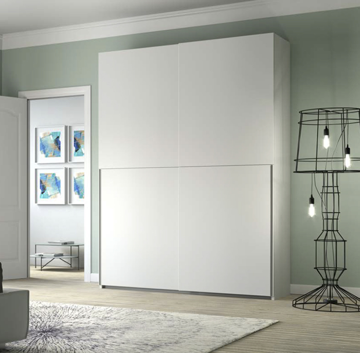 Armadio moderno, Bianco altea con 2 ante scorrevoli