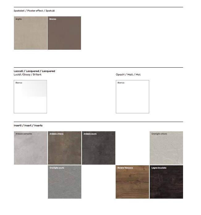 Set moderno Santorini bicolor in finitura Noce moro e Grigio seta