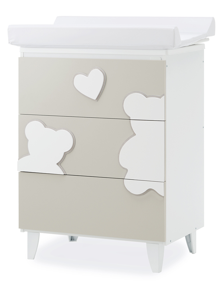 Bagnetto per neonati Winnie, bianco e Choco con decori orsetto