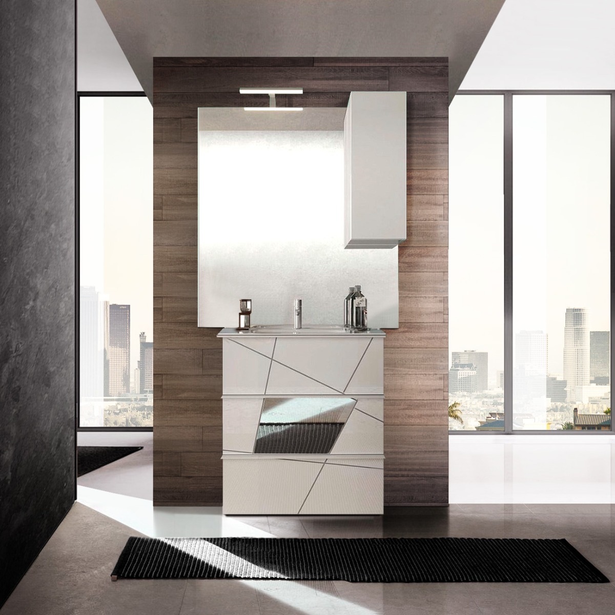 Mobile bagno salvaspazio a terra, 3 cassetti L.63 cm