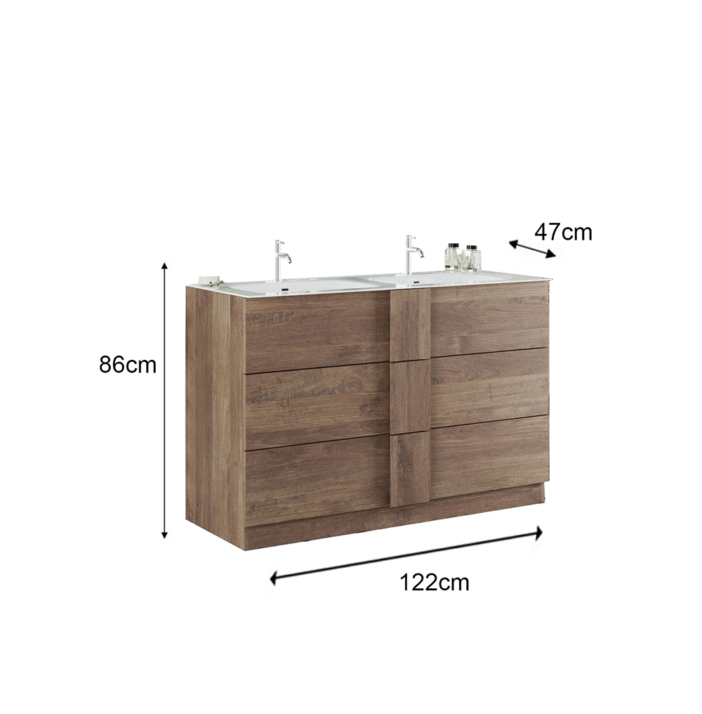 Mobile da bagno 3 cassetti, finitura Mercure Made in Italy