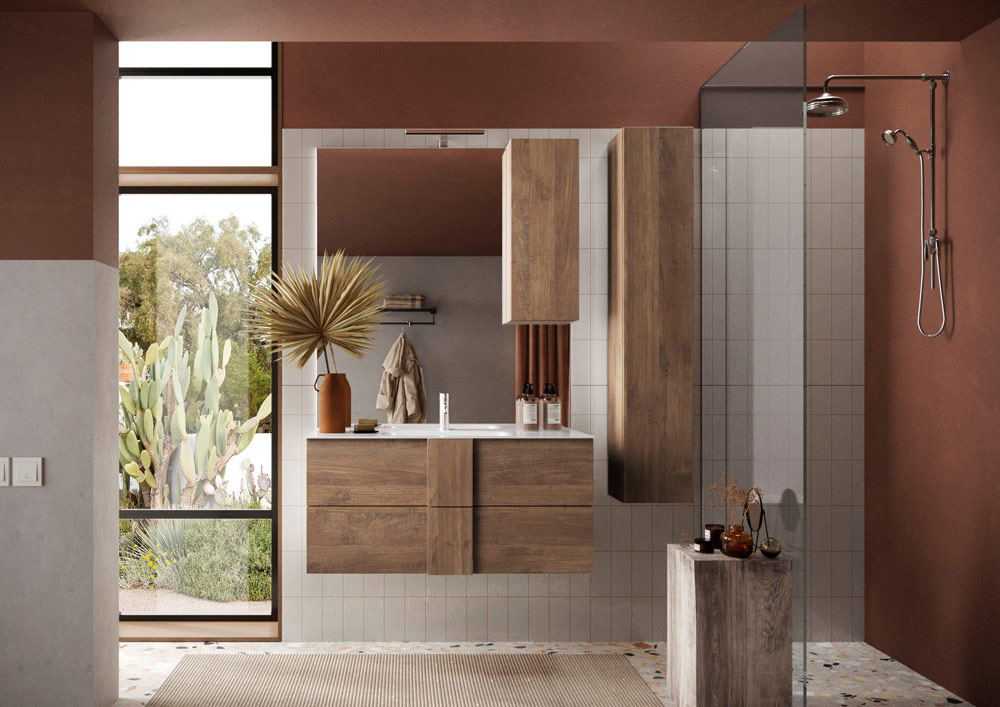 bagno con lavabo incluso marrone