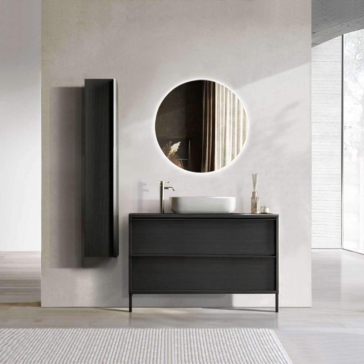 bagno nero 110 cm a terra