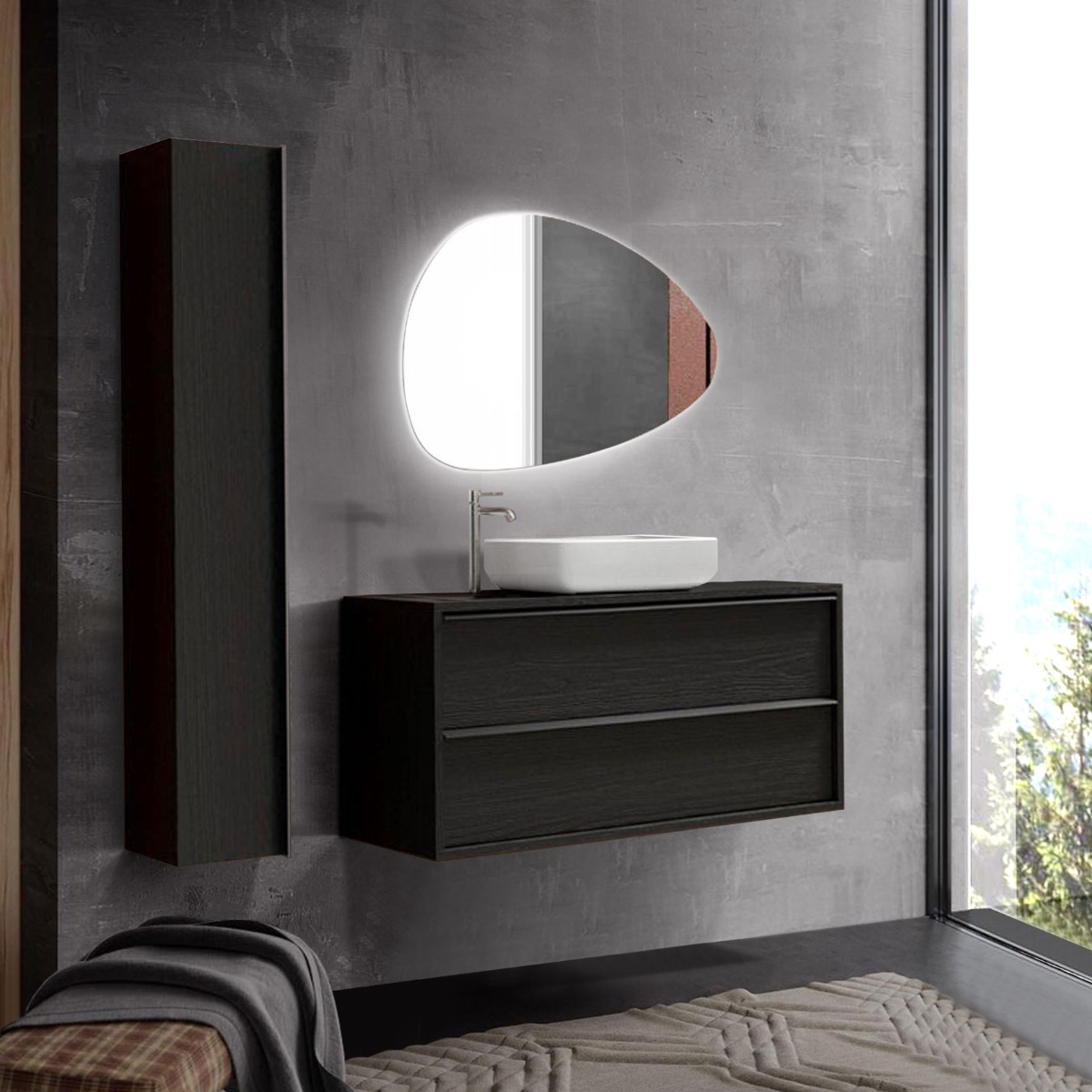 bagno frassino nero 105 cm