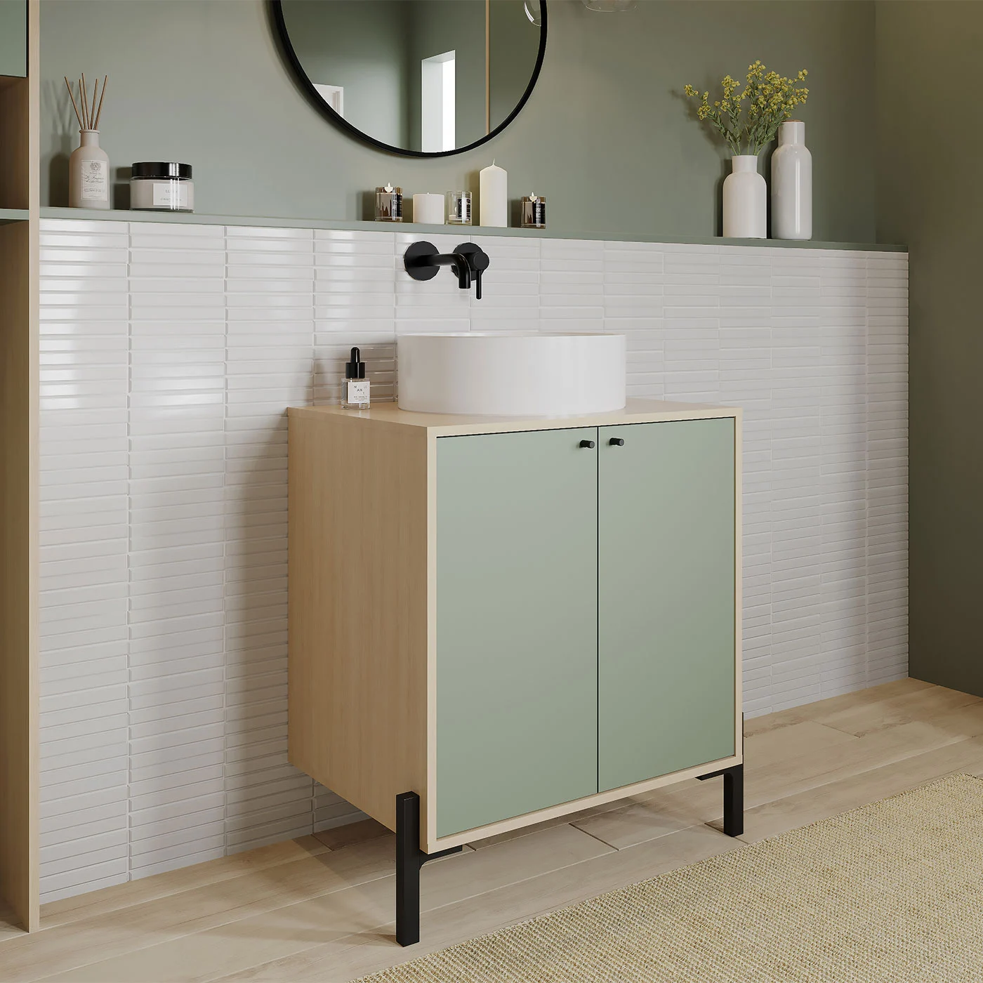 mobile sottolavabo verde