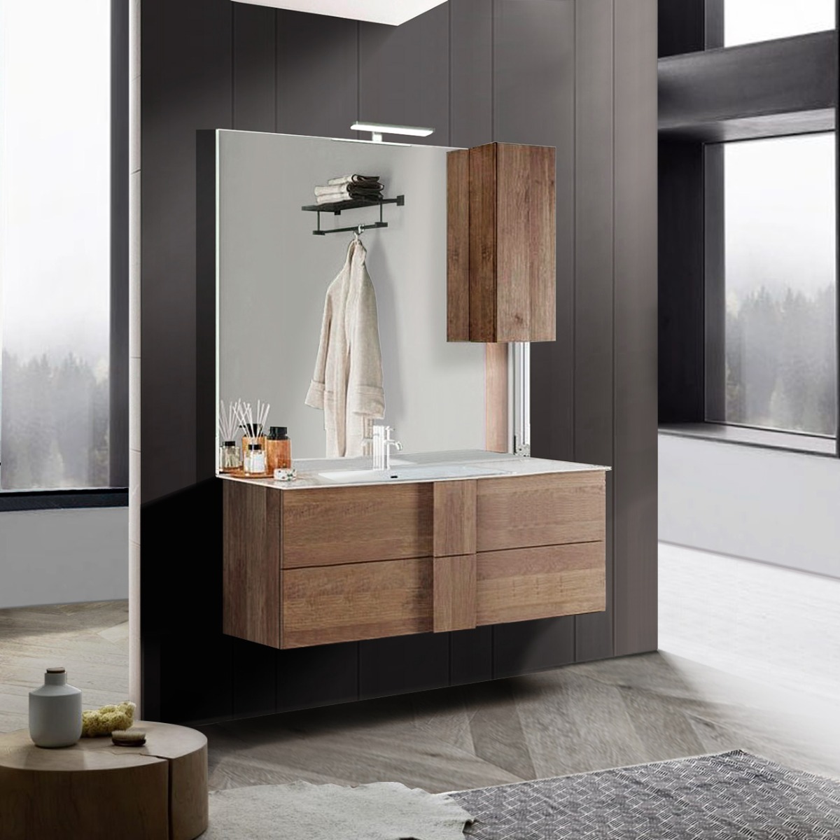 Mobile da bagno sospeso in offerta L.82 cm, 2 cassetti