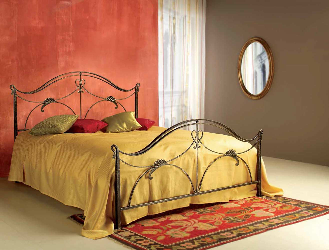 Letto in ferro battuto Donizetti, color grafite, made in Italy