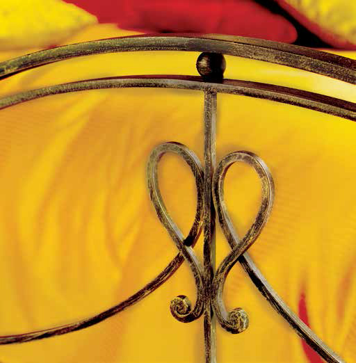 Letto in ferro battuto Donizetti, color grafite, made in Italy