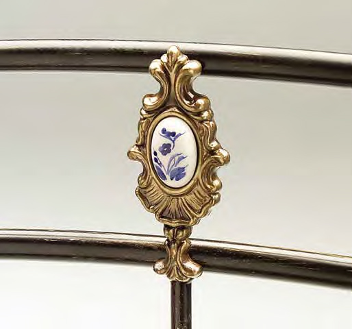 Letto in ferro battuto Rossini, colore grafite, made in Italy