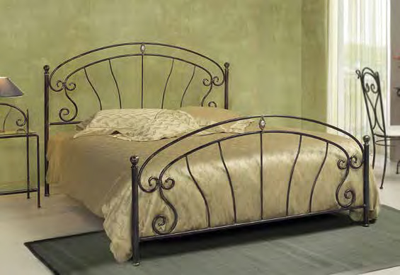 Letto in ferro battuto Copland, colore bianco confetto, made in Italy