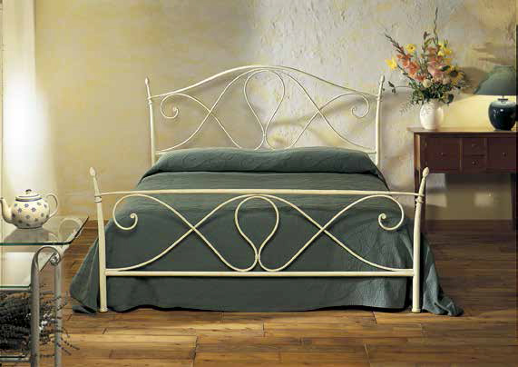 Letto in ferro battuto Bach, color grafite, made in Italy