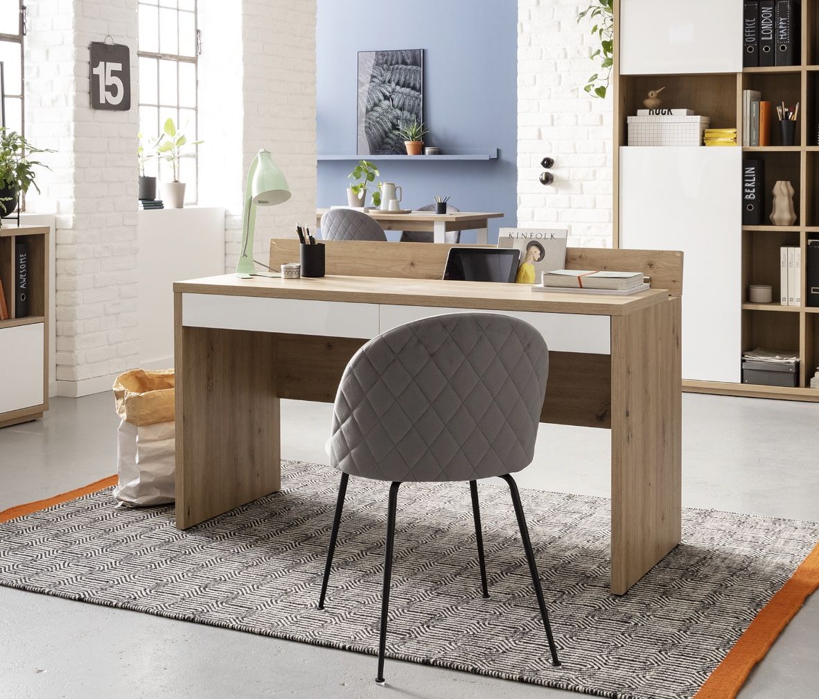 Ufficio completo formato da madia, scrivania e libreria, Made in Italy