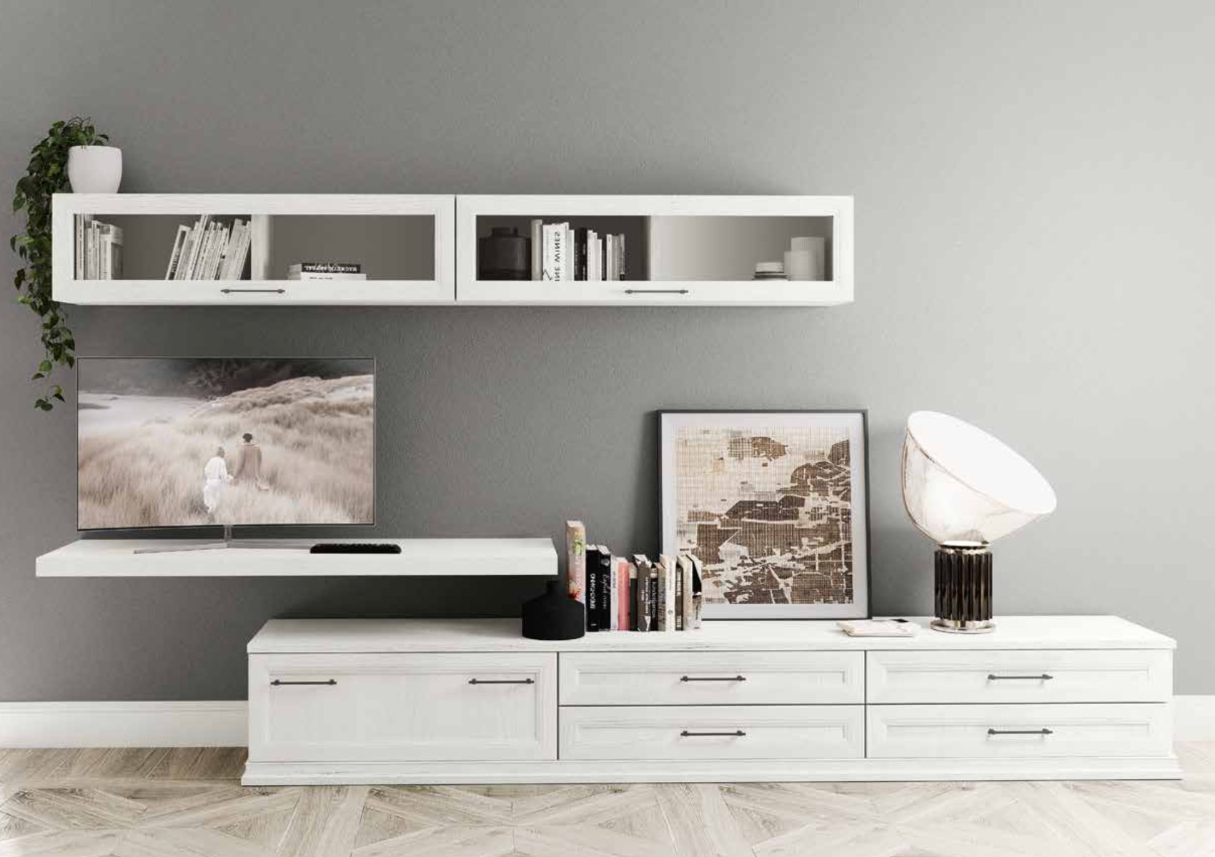 Elegante, funzionale e spaziosa Parete attrezzata, colore bianco