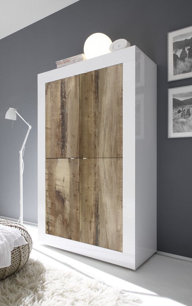 Madia bianco lucido e pero, Credenza Moderna, Madia di Design