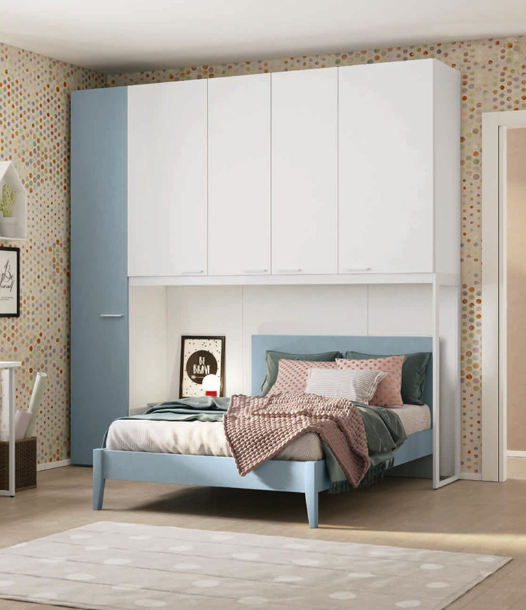 Armadio a ponte moderno, altezza 257, ciliegio nordico