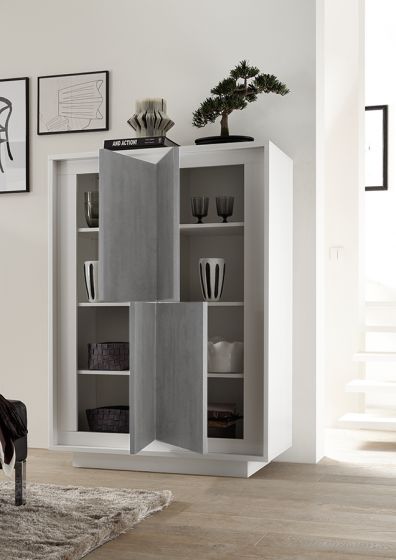 Parete completa, solo come in foto, bianco opaco con frontali beton