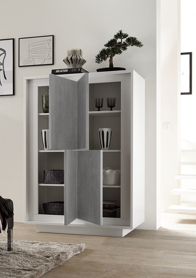 ACQUISTA ANCHE TU Madia Pedro di Design, 4 ante Alta, Moderna, finitura Pero e Nero