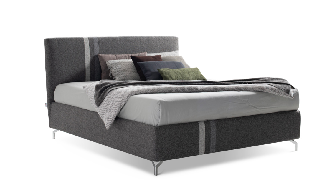 Letto contenitore Hamal in tessuto in finitura grigio cenere, grigio seta ed antracite