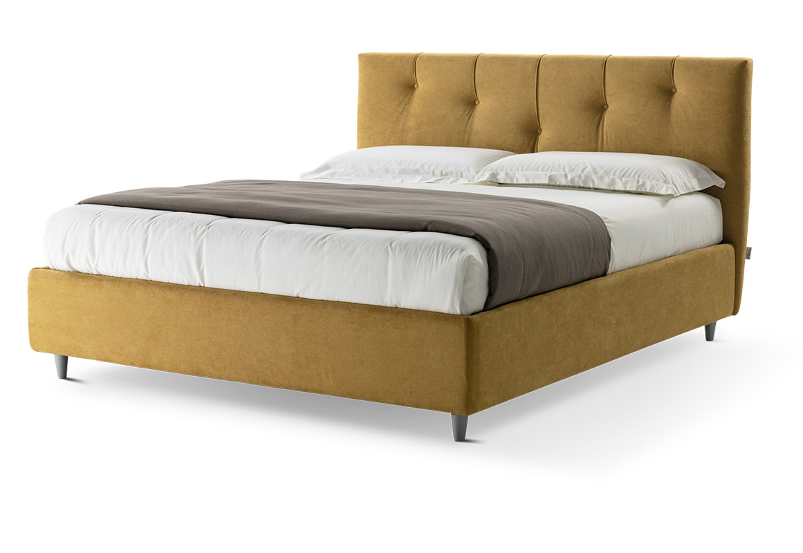 Letto contenitore Korban in tessuto in finitura  giallo ocra